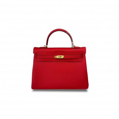 HERMÈS MASTER KELLY 35 SKY BLUE SUNFLOWER RED GOLD BUCKLE (35*24*12cm) 